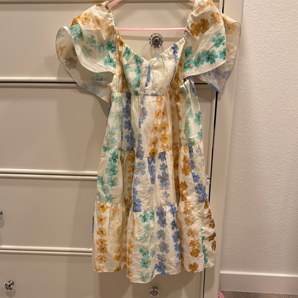 Zara Blue and Yellow Off-the-Shoulder Sundress